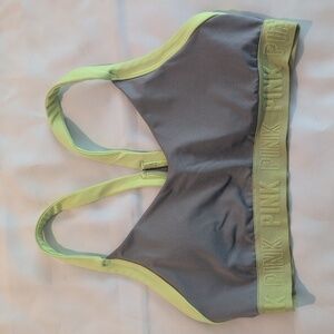 PINK Victoria's Secret Gray and Lime Sports Bra
